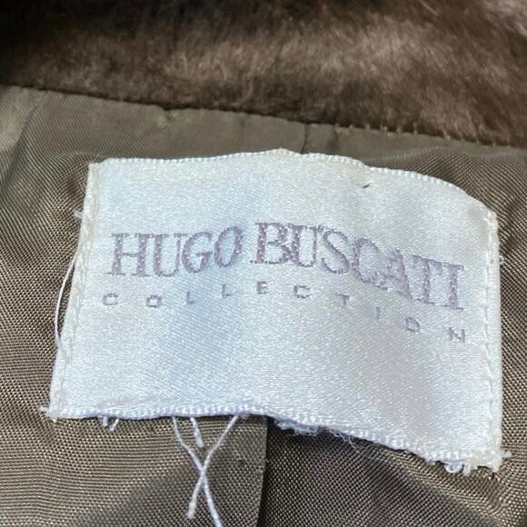 Hugo Buscati Brown Fleece Faux Fur Long Sleeve Notch Blazer Coat Jacket Size S - Picture 4 of 4